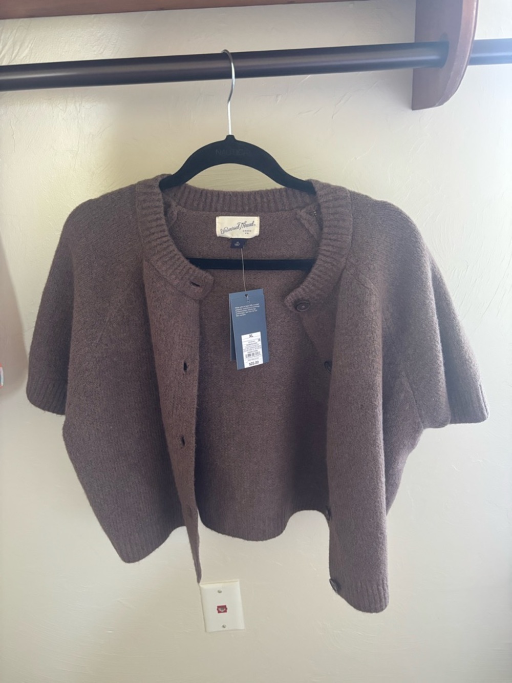 Brown Short-Sleeve Knit Cardigan Sweater - Universal Thread